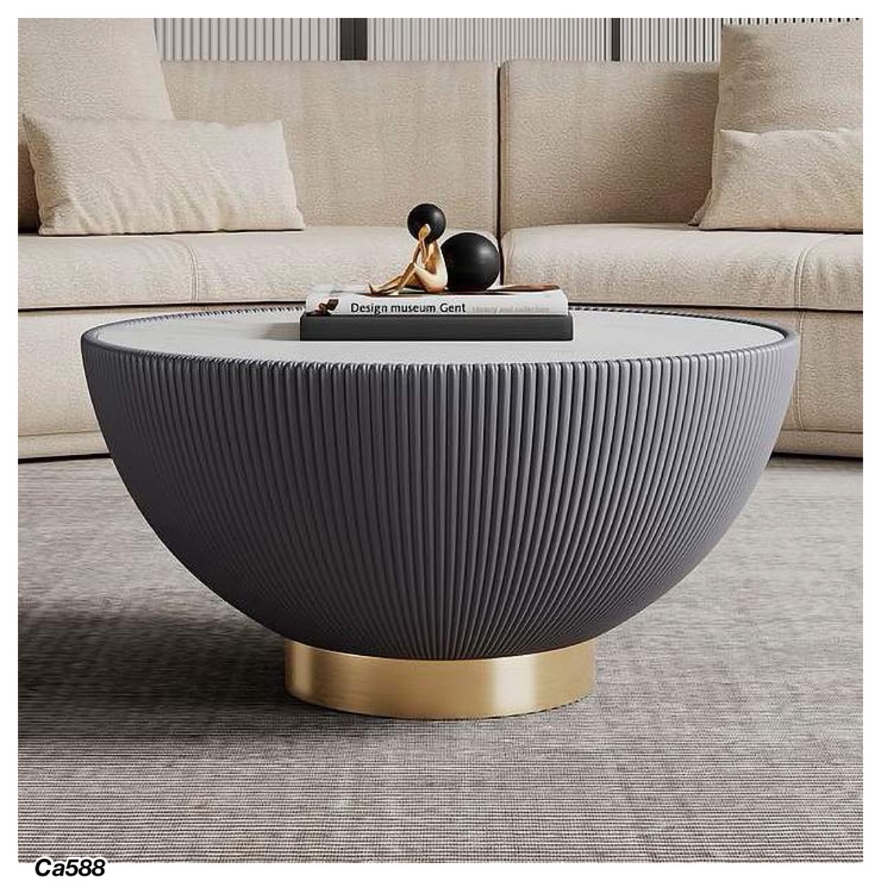 Mesa de policuero grande gris piedra blanco 70cm* 36cm